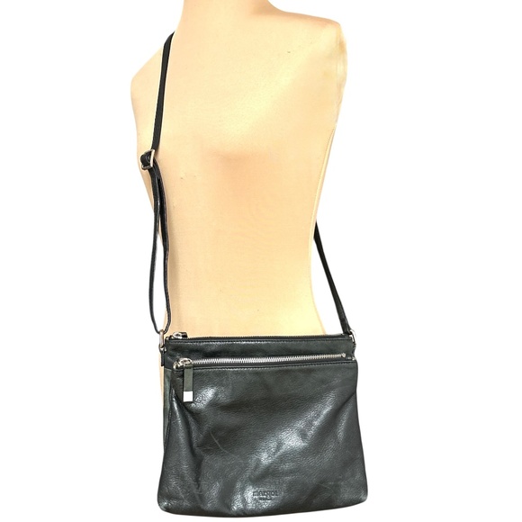 bag MARGOT DARK green soft leather crossbody adjustable strap pockets boho indie - Picture 1 of 12